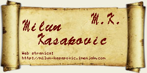Milun Kasapović vizit kartica
